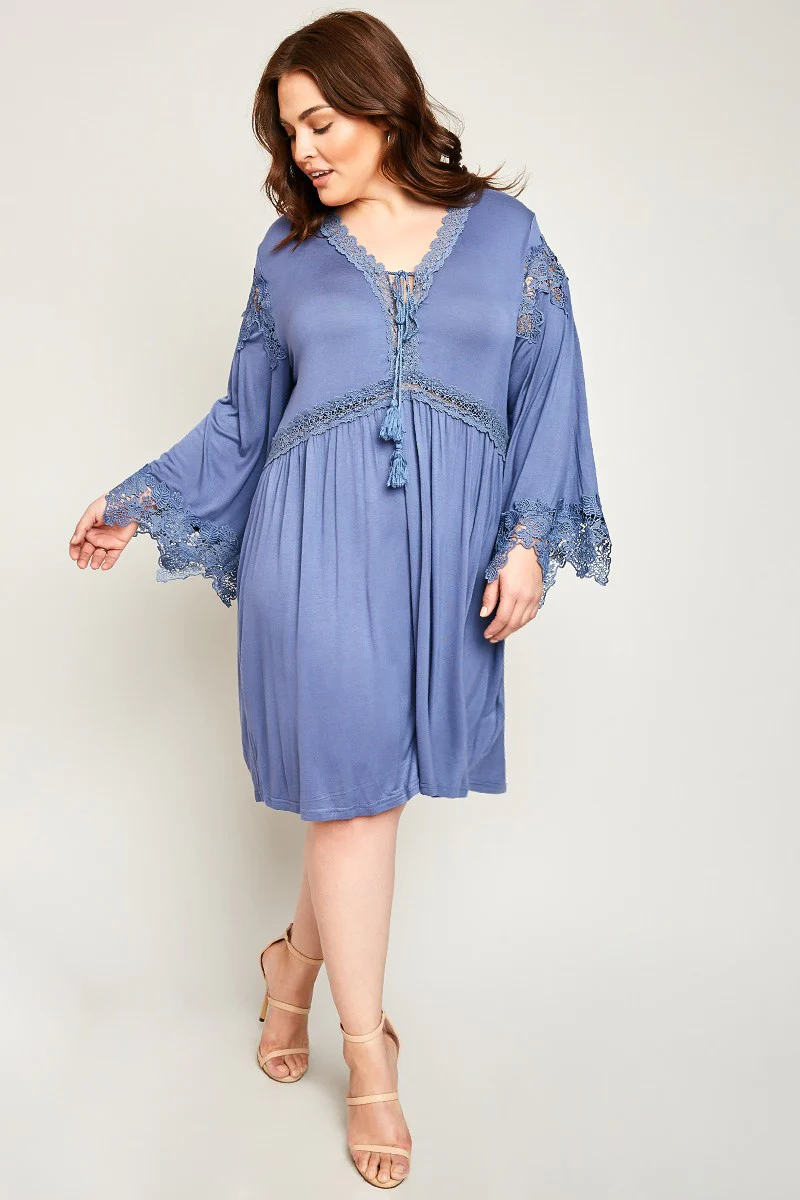 Angel Sleeve Lace Tunic Dress - Image 5