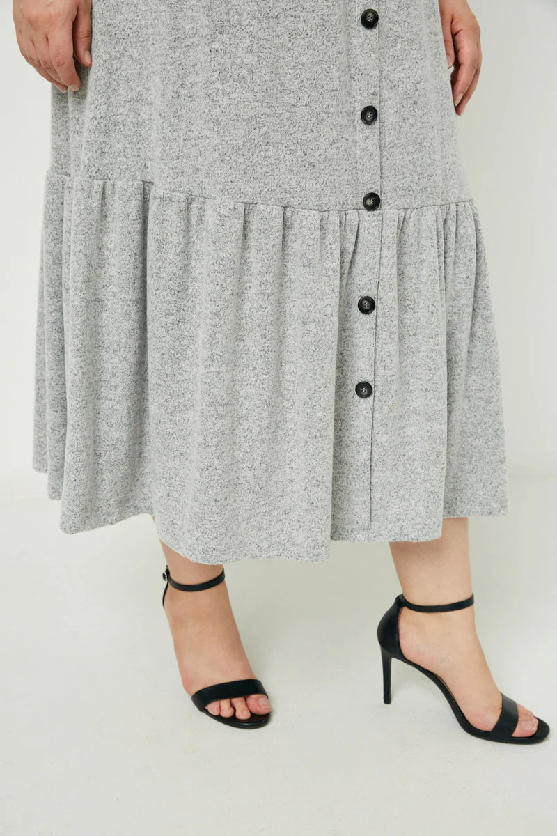 Brushed Knit Button Down Skirt - Image 3