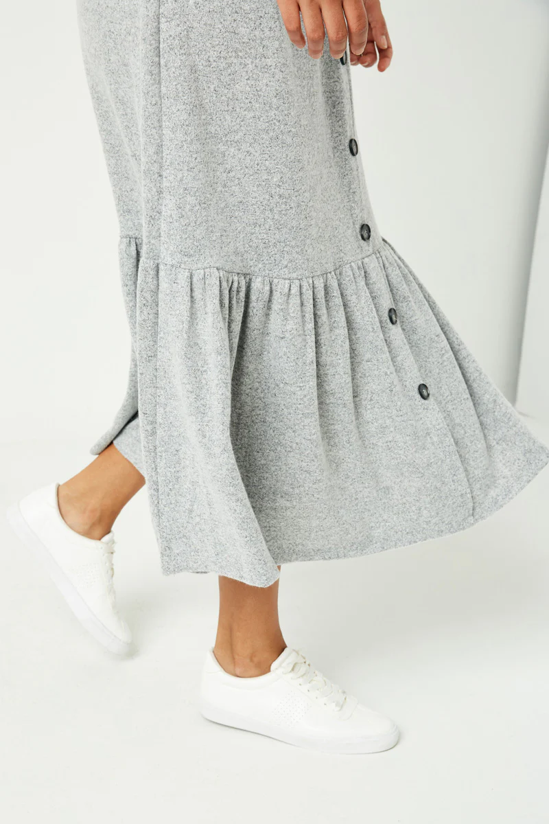 Brushed Knit Button Down Skirt - Image 6