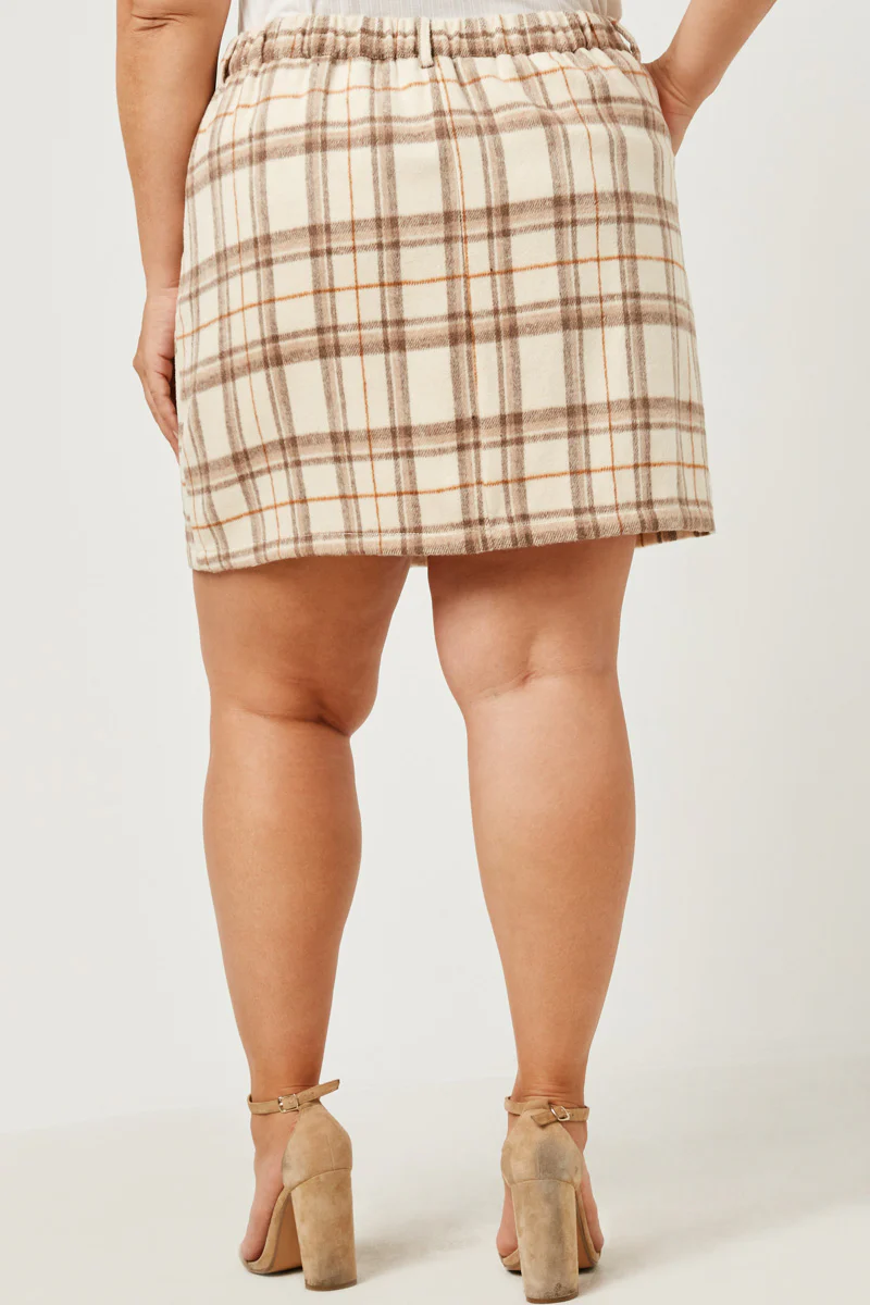 Brushed Plaid Button Up Skirt - Image 5