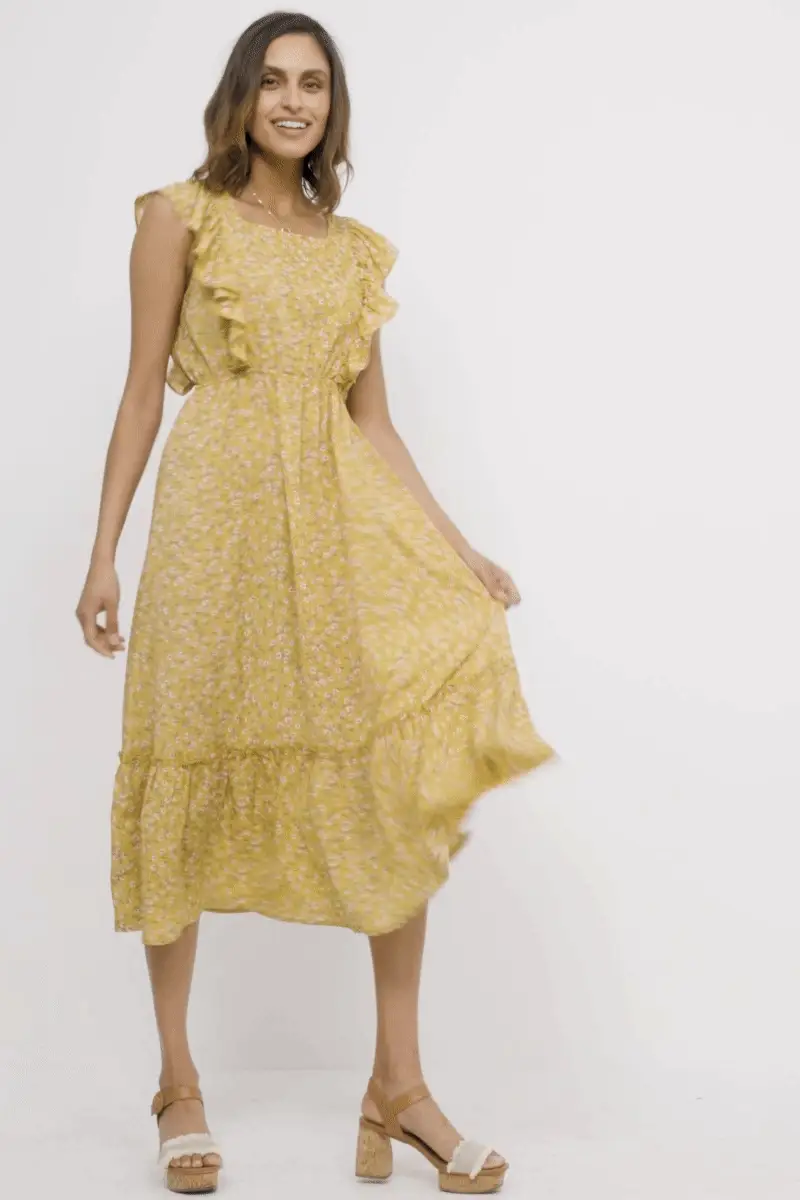 Button Back Ruffled Square Neck Tank Dress - Image 5