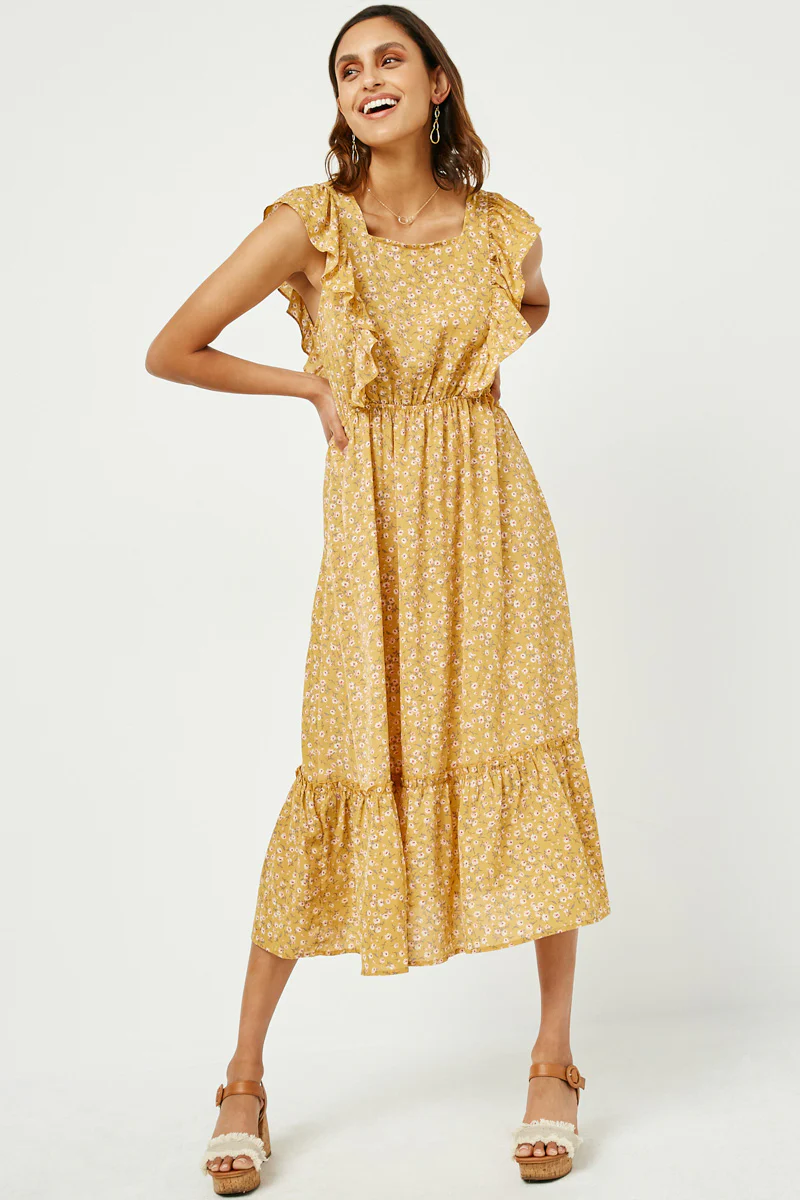 Button Back Ruffled Square Neck Tank Dress - Image 6