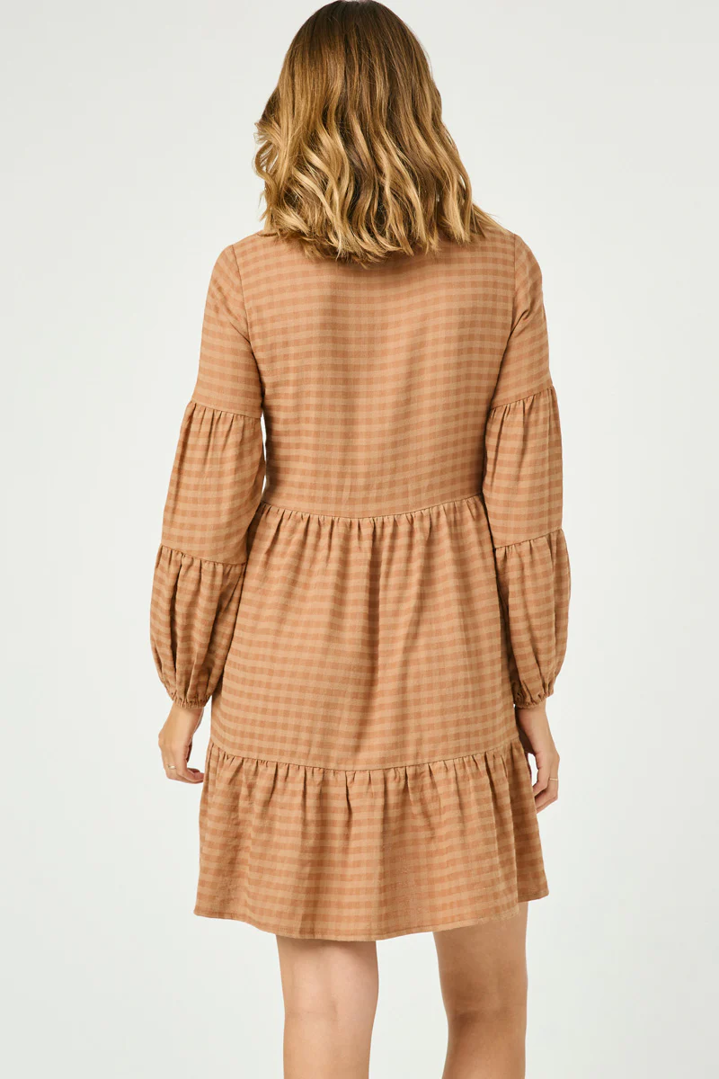 Button Detail Tiered Gingham Dress - Image 9