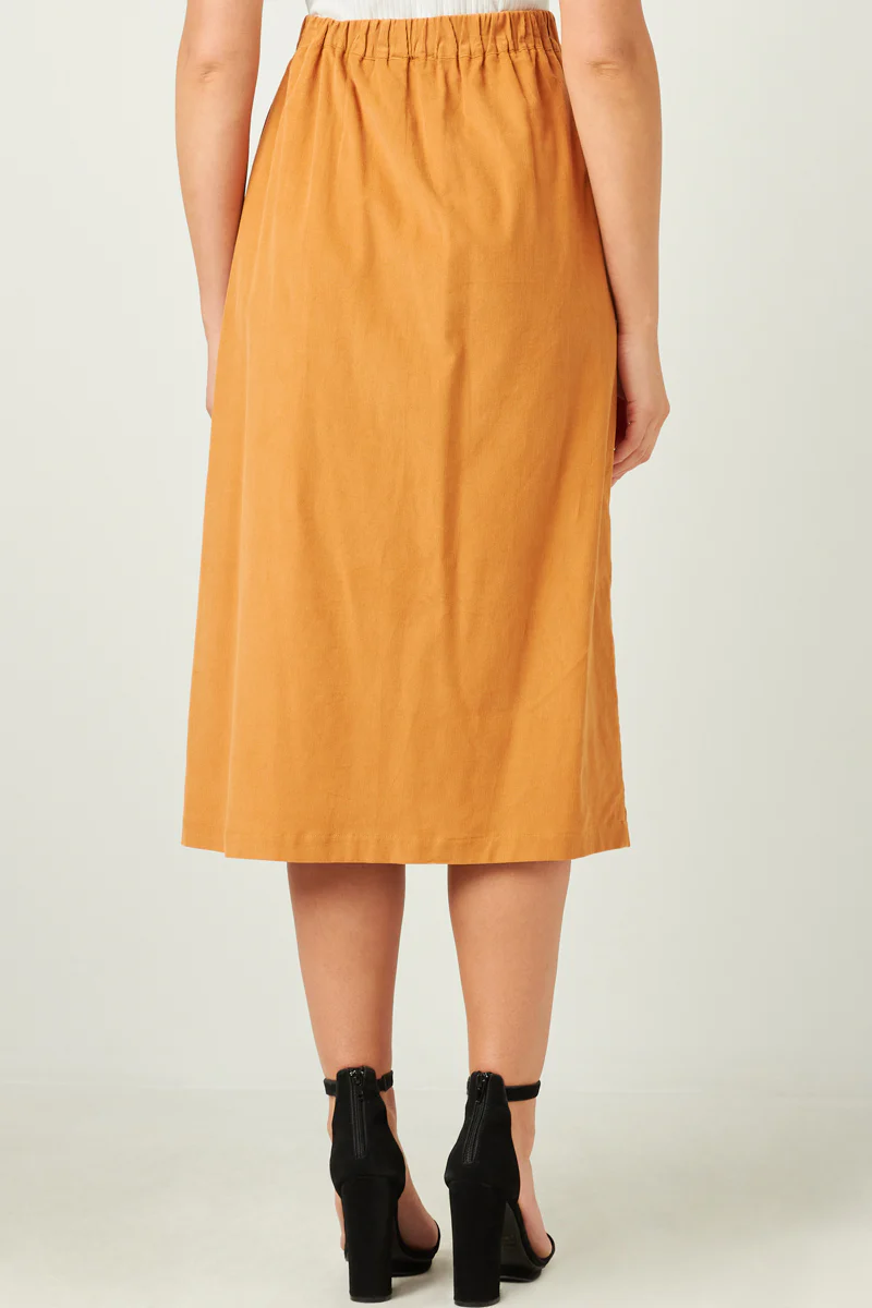 Corduroy Patch Pocket Button Detail Skirt - Image 9