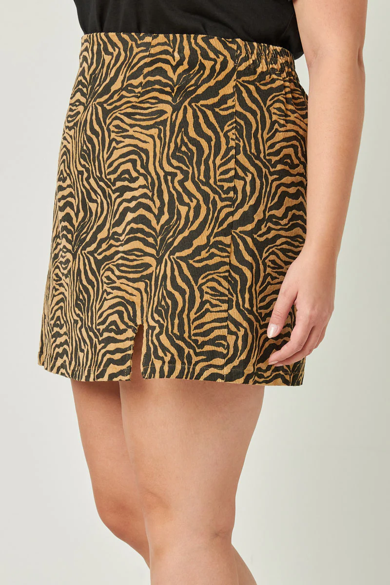 Corduroy Zebra Print Slit Skirt - Image 4