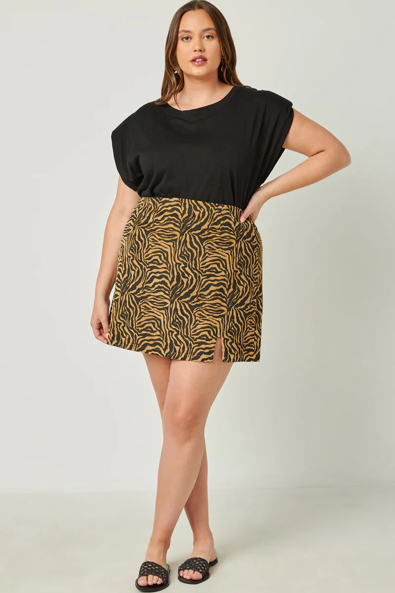 Corduroy Zebra Print Slit Skirt - Image 5