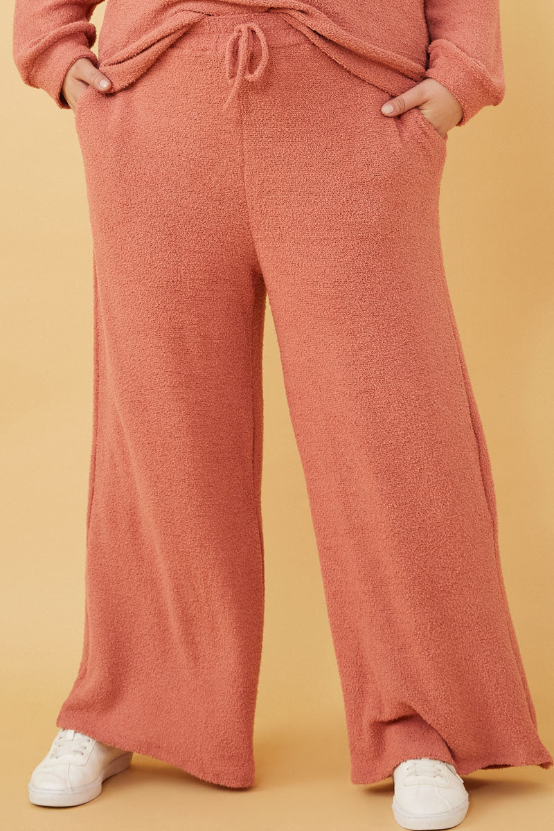 Elastic Waist Drawstring Wideleg Fleece Pants - Image 10