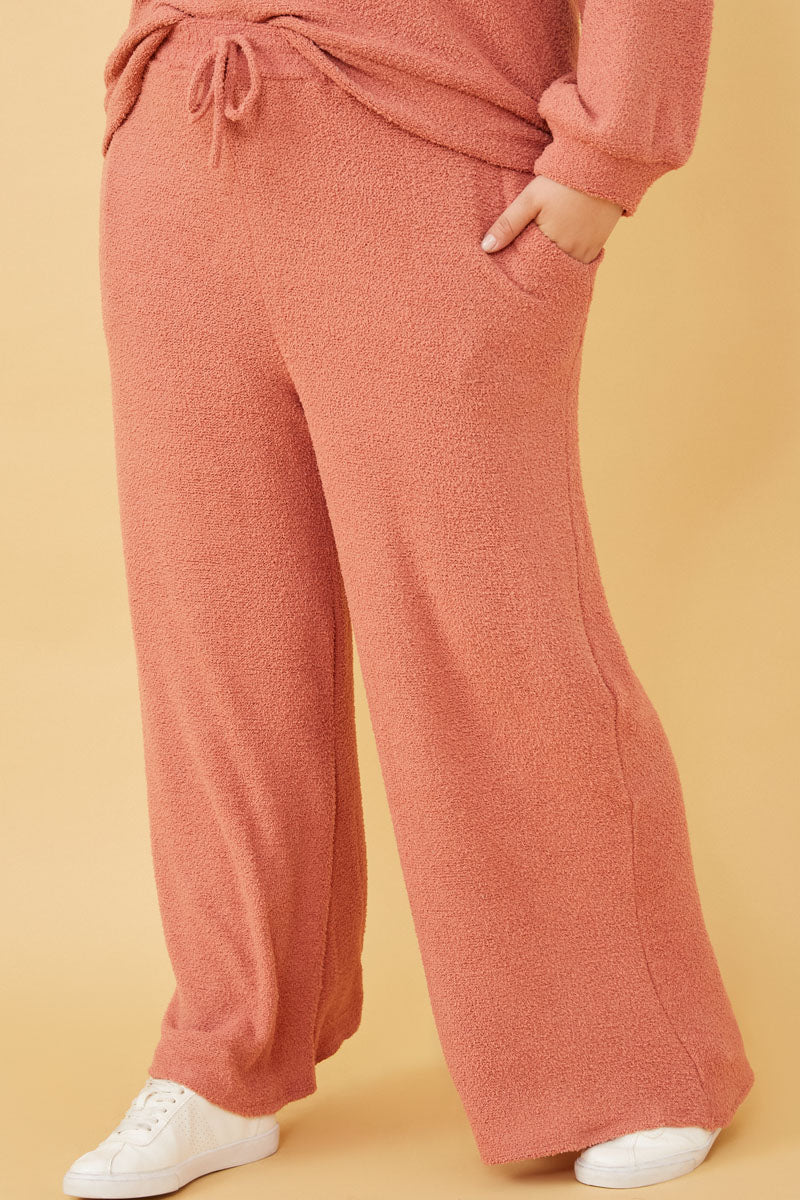 Elastic Waist Drawstring Wideleg Fleece Pants - Image 12