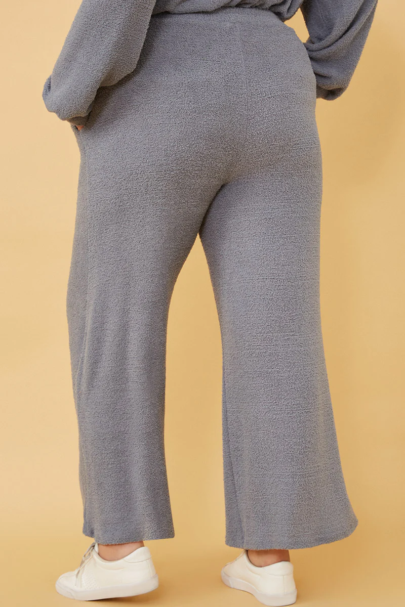 Elastic Waist Drawstring Wideleg Fleece Pants - Image 4