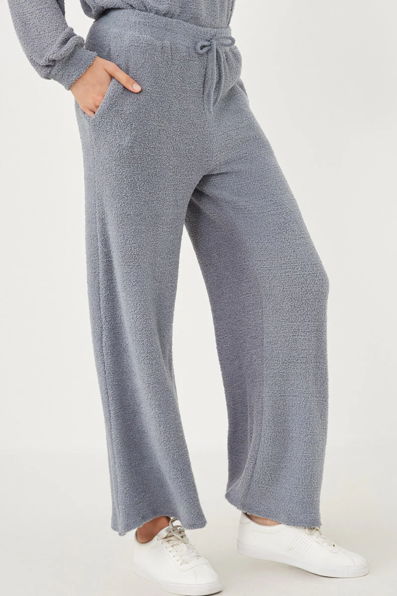 Elastic Waist Drawstring Wideleg Fleece Pants - Image 7