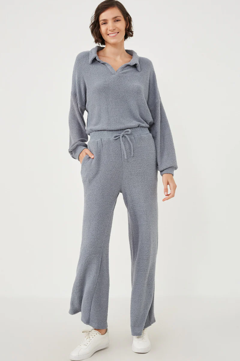 Elastic Waist Drawstring Wideleg Fleece Pants - Image 9