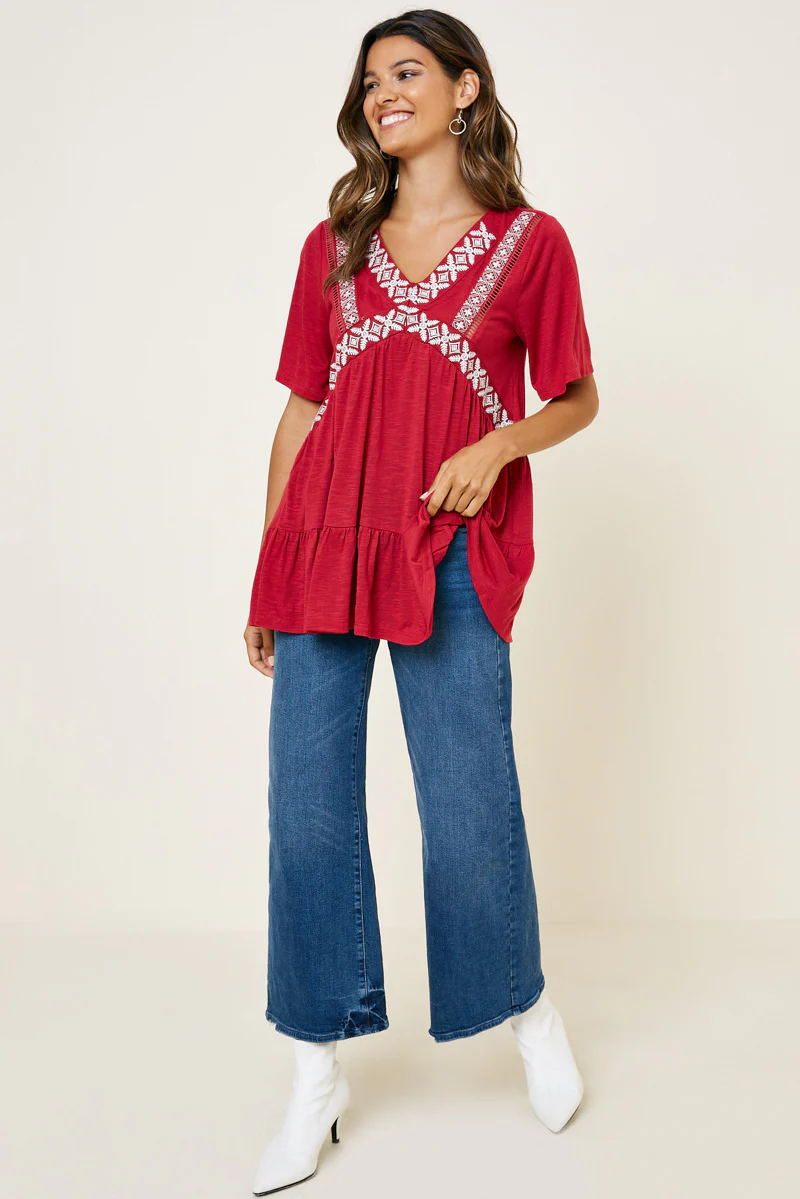 Embroidered Ruffle Hem Tunic - Image 3