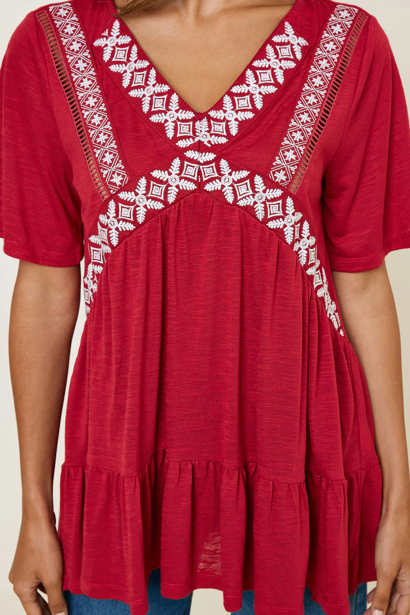 Embroidered Ruffle Hem Tunic - Image 4