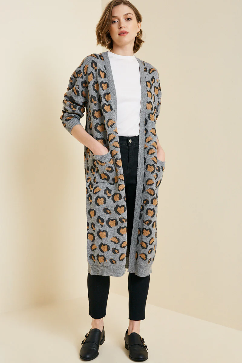 Leopard Knit Cardigan Duster - Image 6