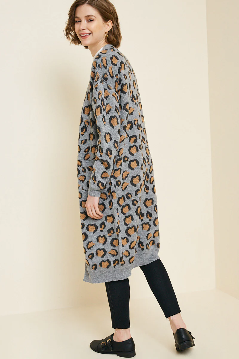 Leopard Knit Cardigan Duster - Image 7