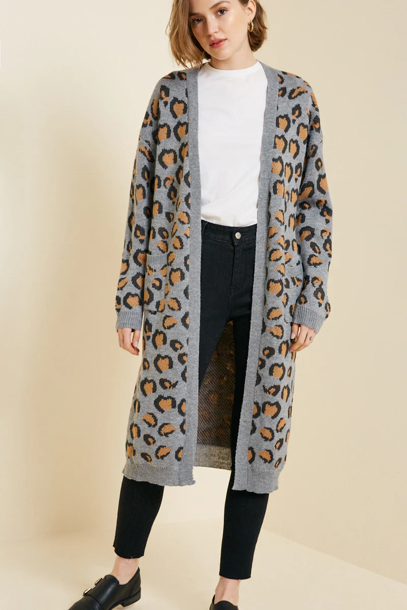 Leopard Knit Cardigan Duster - Image 9