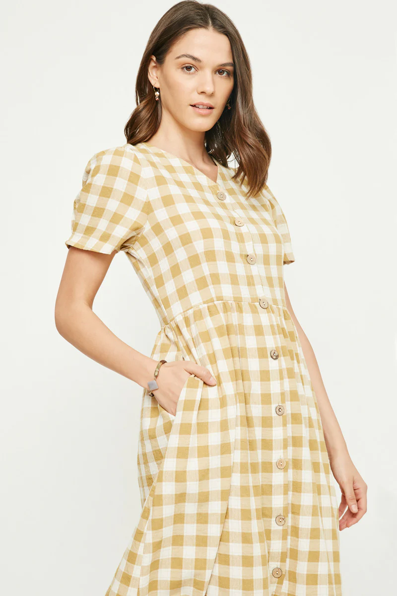 Plaid Button Up Bow Back Dress - Image 6