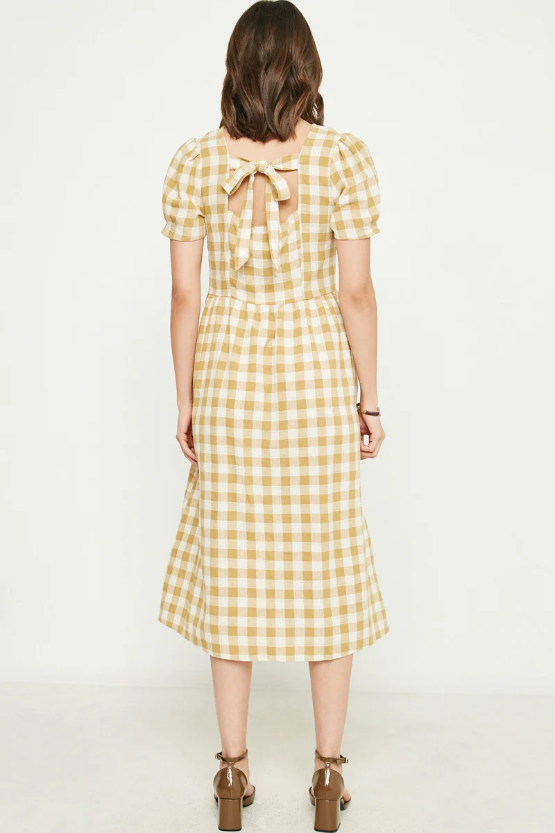 Plaid Button Up Bow Back Dress - Image 8