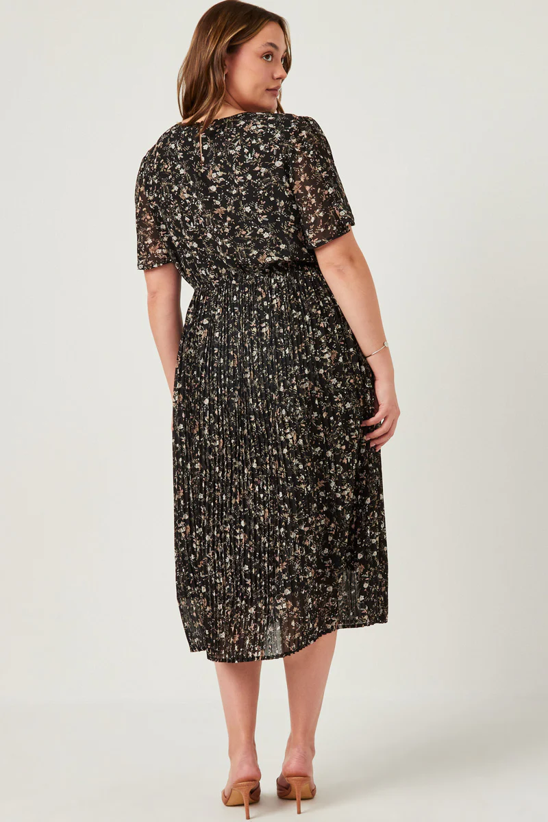 Pleated Floral Midi Dress - Image 4