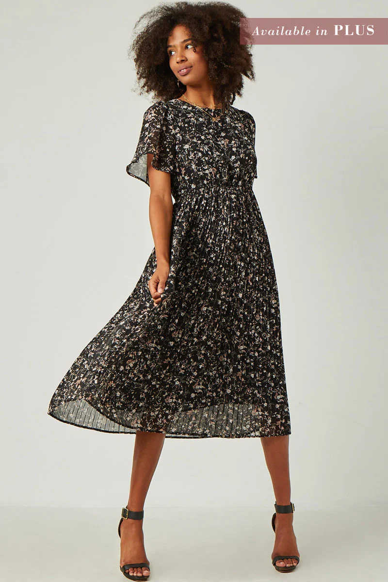 Pleated Floral Midi Dress - Image 5