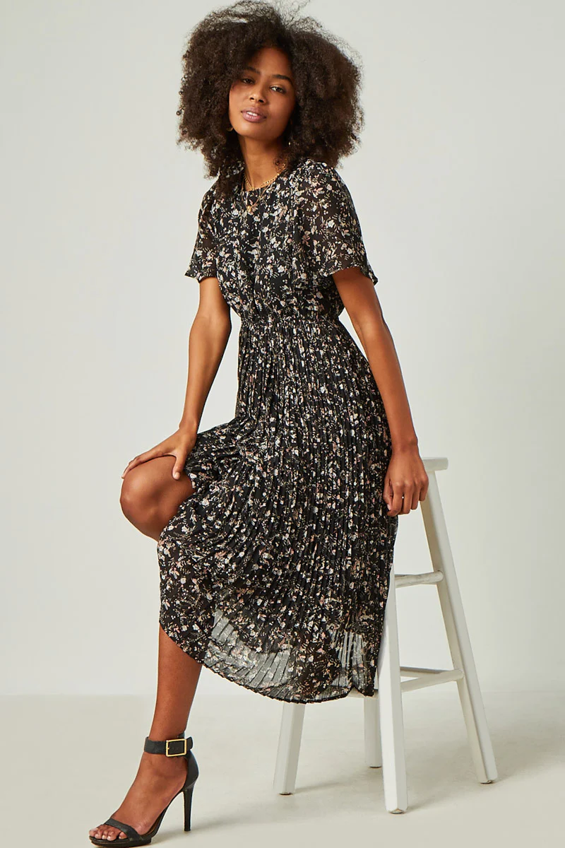 Pleated Floral Midi Dress - Image 6