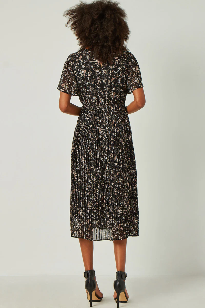 Pleated Floral Midi Dress - Image 8