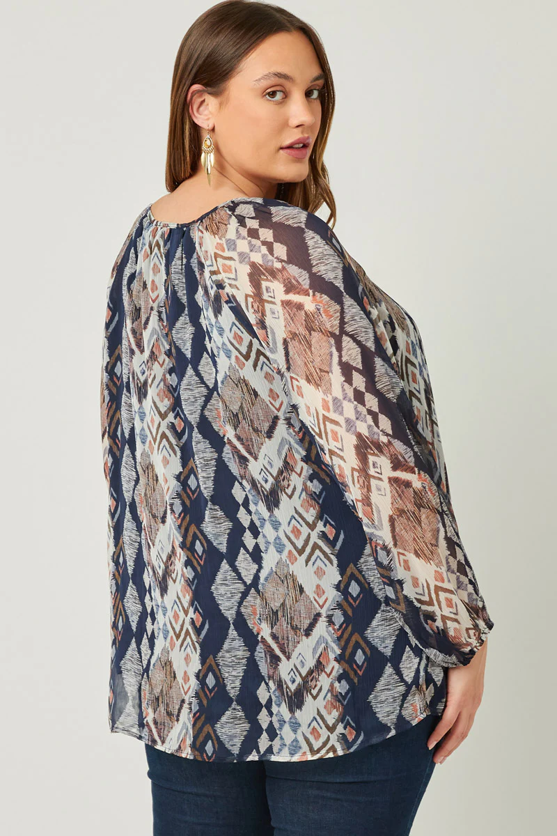 Printed Chiffon Tassel Top - Image 5