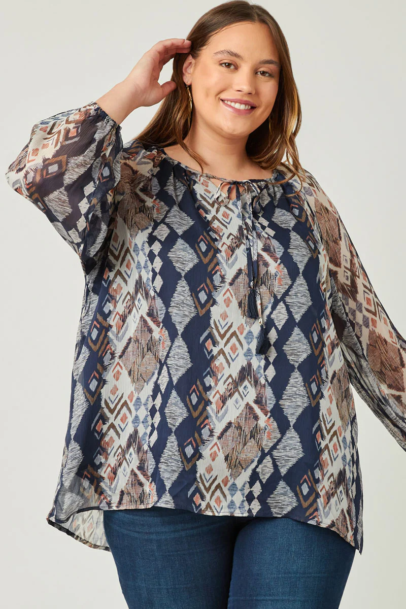 Printed Chiffon Tassel Top - Image 6