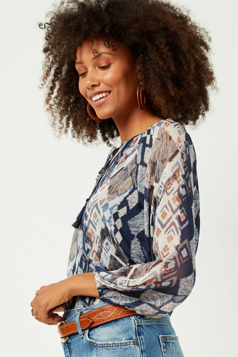 Printed Chiffon Tassel Top - Image 8