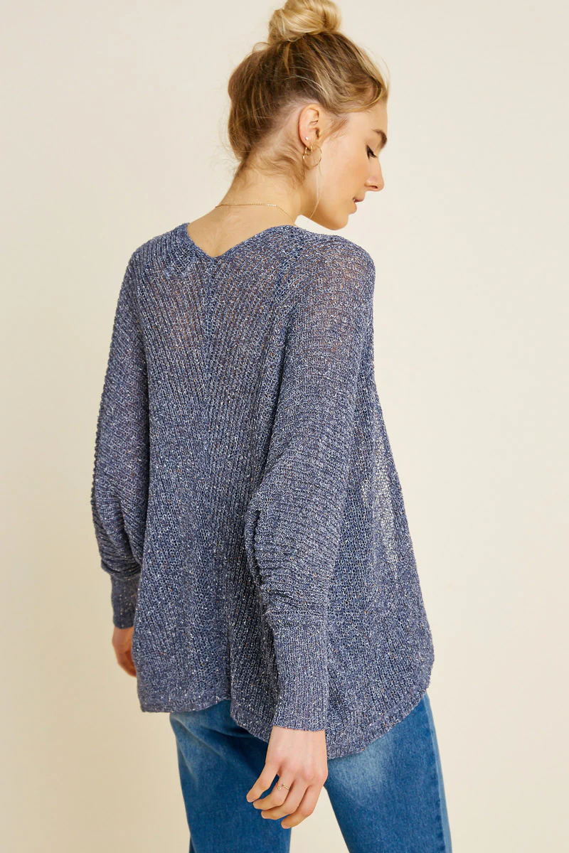 Semi-Sheer Dolman Sleeve Cardigan Sweater - Image 3