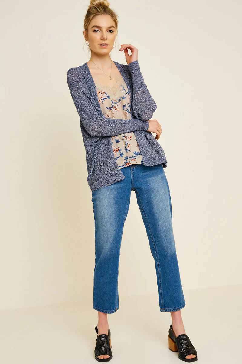Semi-Sheer Dolman Sleeve Cardigan Sweater - Image 4