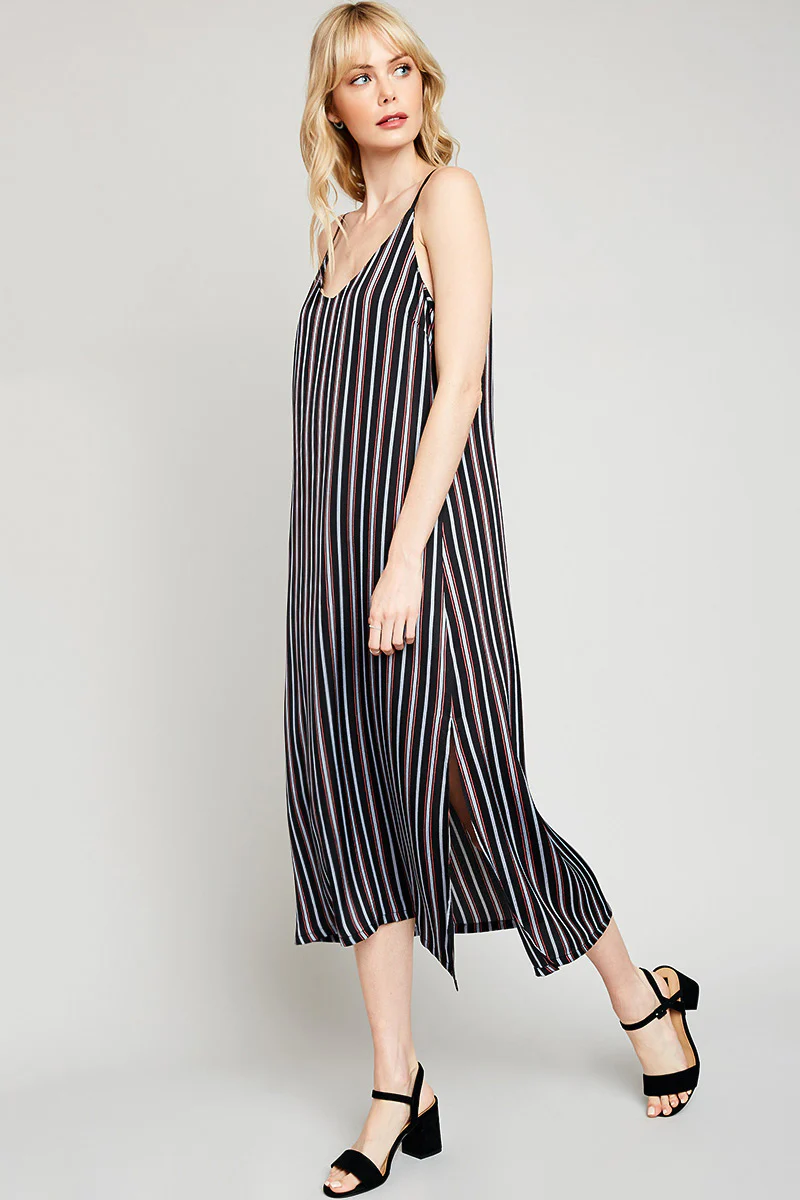Sleeveless Stripe Midi Dress - Image 3
