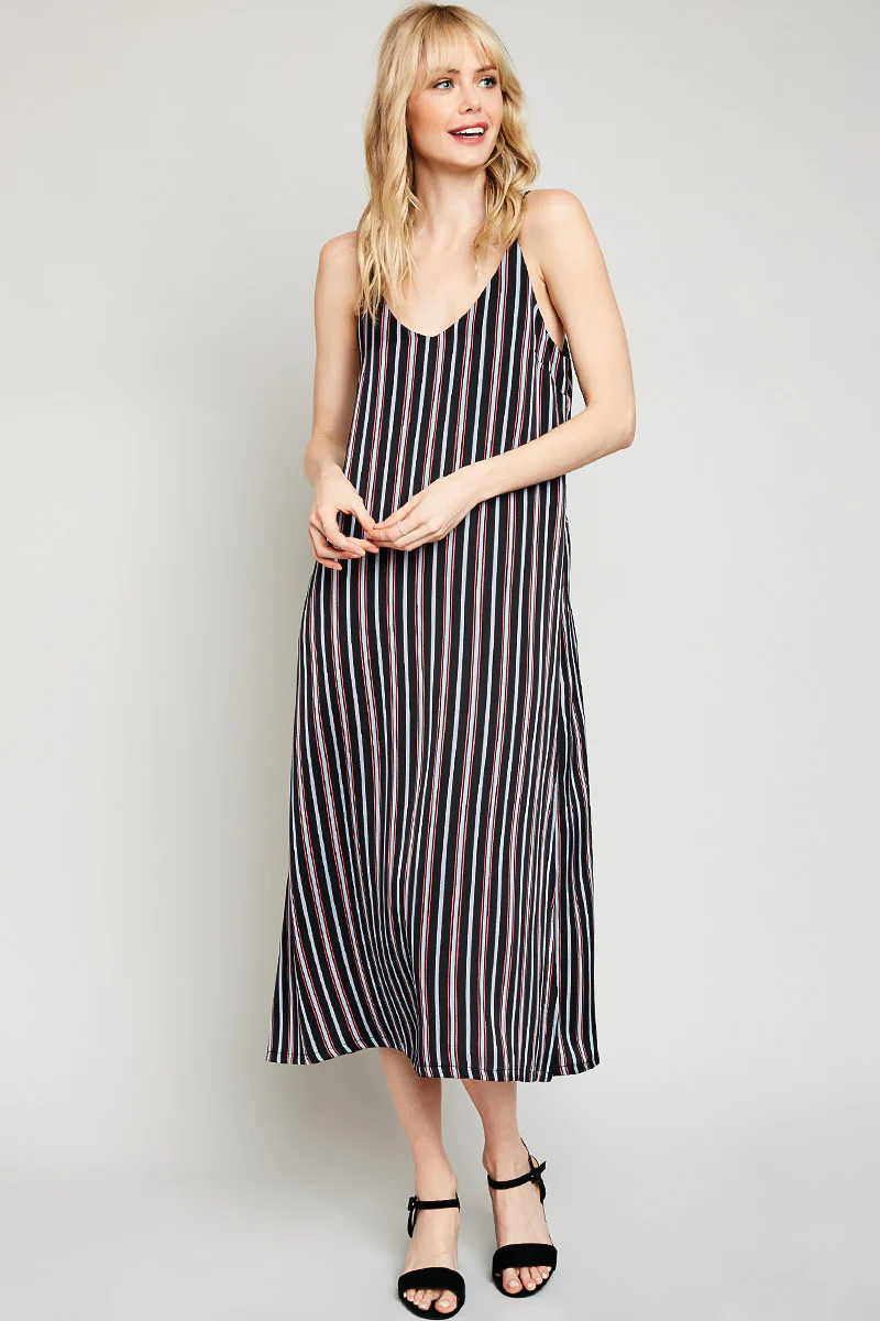 Sleeveless Stripe Midi Dress - Image 4