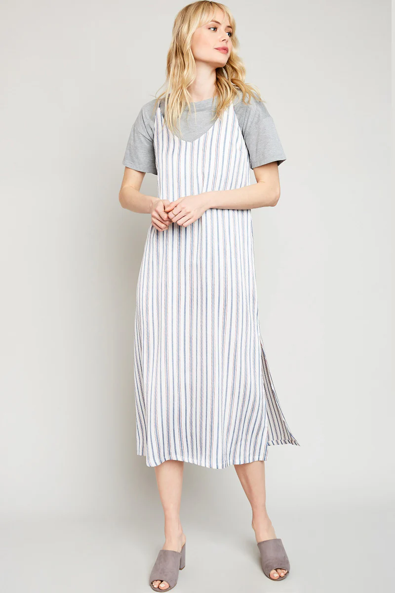 Sleeveless Stripe Midi Dress - Image 6