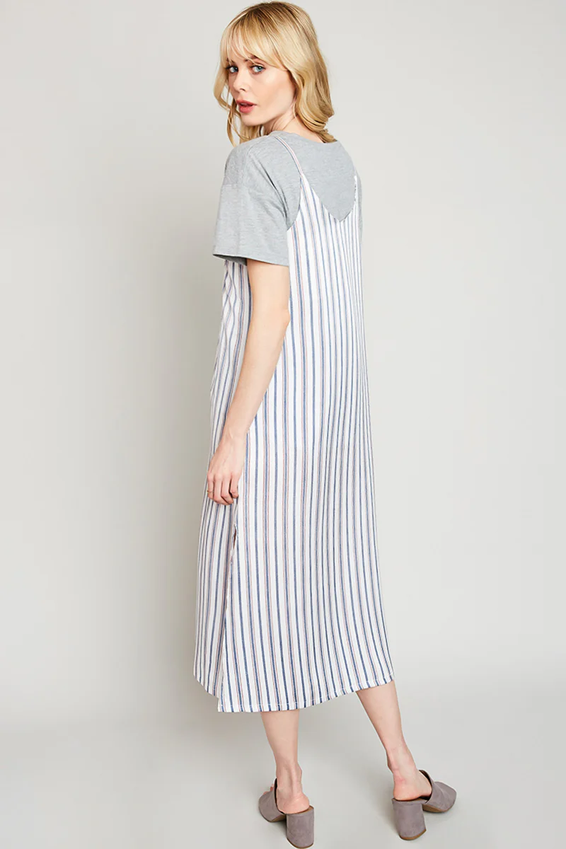 Sleeveless Stripe Midi Dress - Image 7