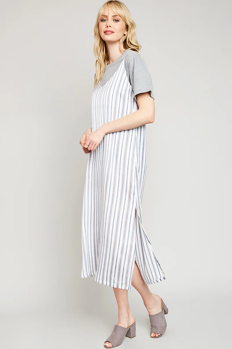 Sleeveless Stripe Midi Dress - Image 8