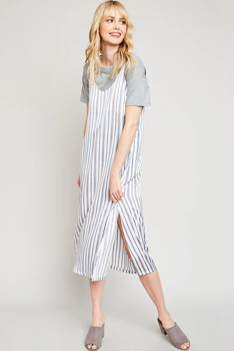 Sleeveless Stripe Midi Dress - Image 9