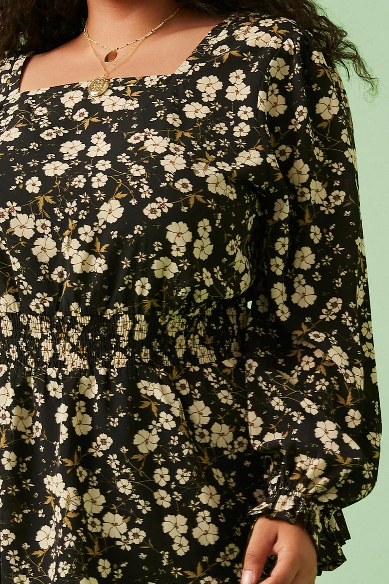 Square Neck Long Sleeve Printed Top - Image 11