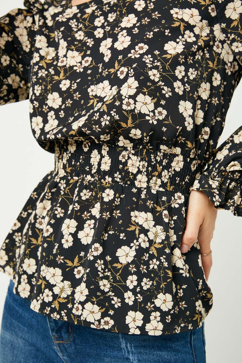 Square Neck Long Sleeve Printed Top - Image 13