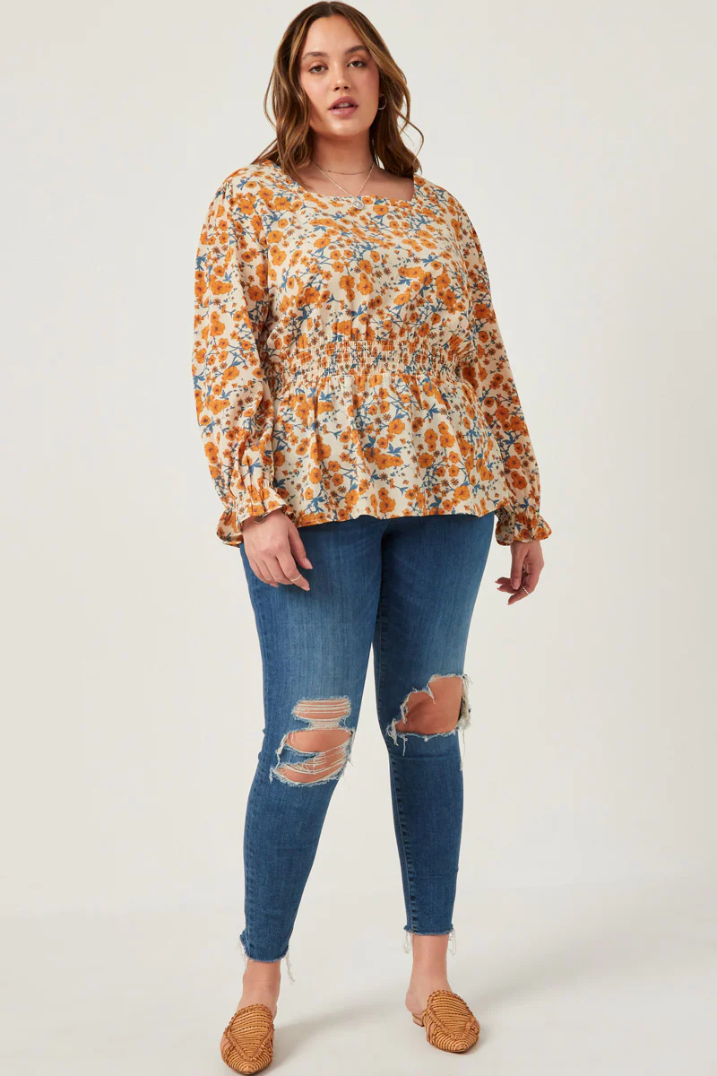 Square Neck Long Sleeve Printed Top - Image 16
