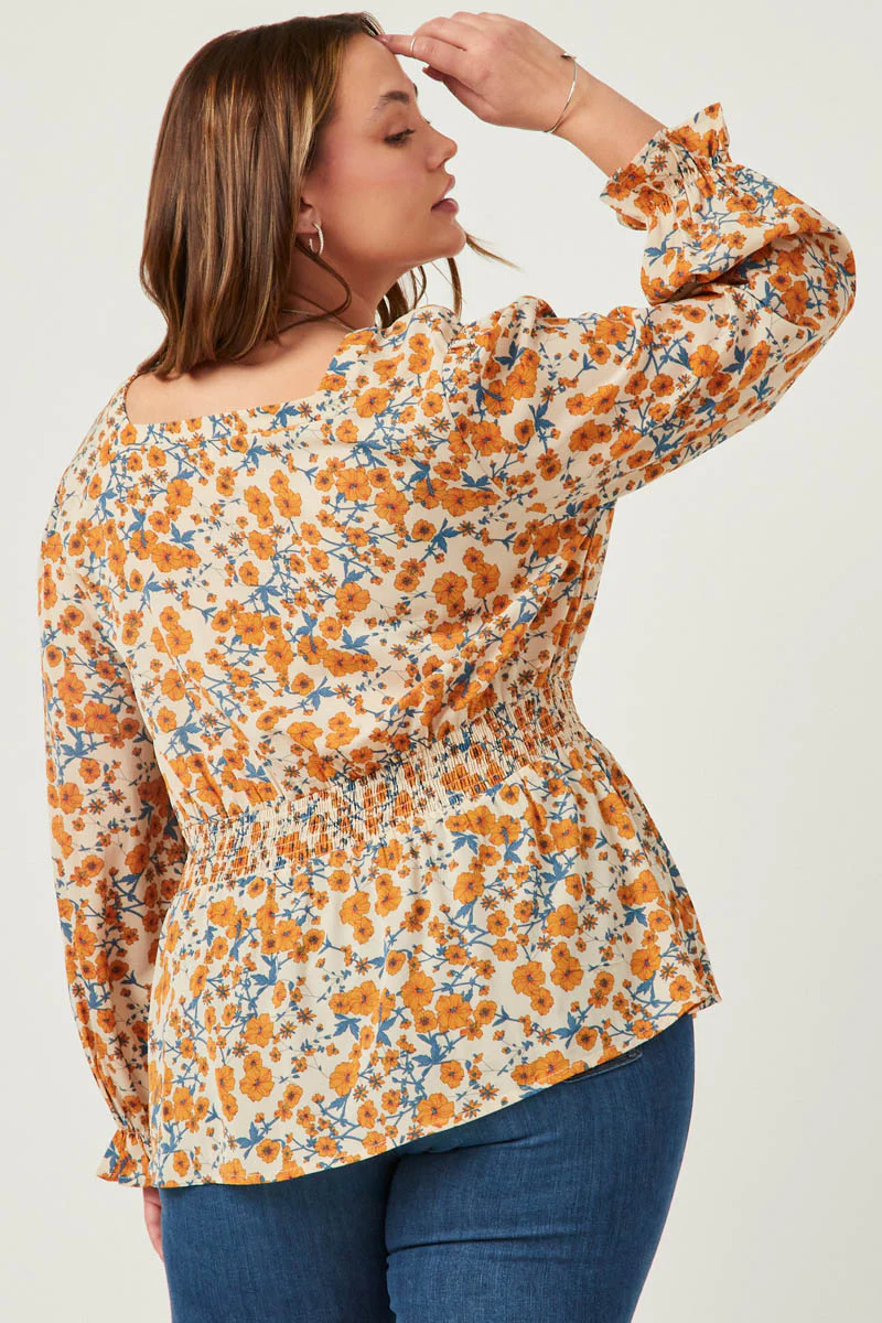 Square Neck Long Sleeve Printed Top - Image 5