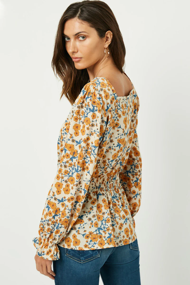 Square Neck Long Sleeve Printed Top - Image 7